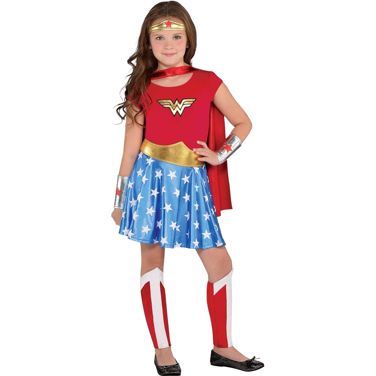 Costumes USA Wonder Woman Costume for Girls - Dress, Headband, Leg Warmers, Cape, etc.