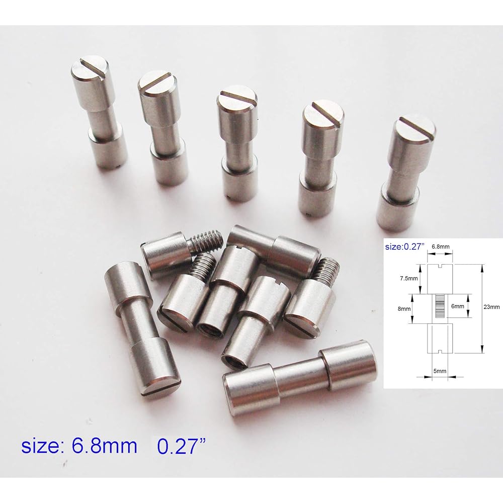 EDC Stainless Knife Fastener, Knife Makers 10 Cox Fastener, DIY Handle Fastener Rivet, Knife Shaft Screw (Stainless Steel, 6.8mm)