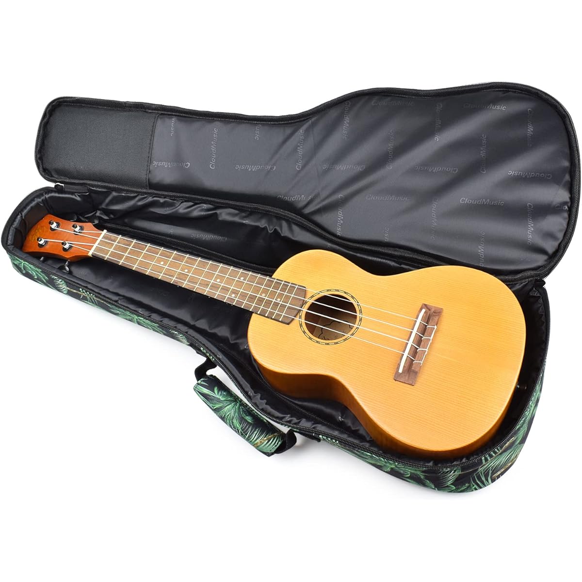 CLOUDMUSIC Ukulele Case Gig Bag Padded Backpack for Concert 23 Inch (Concert, Palm Tree Black)