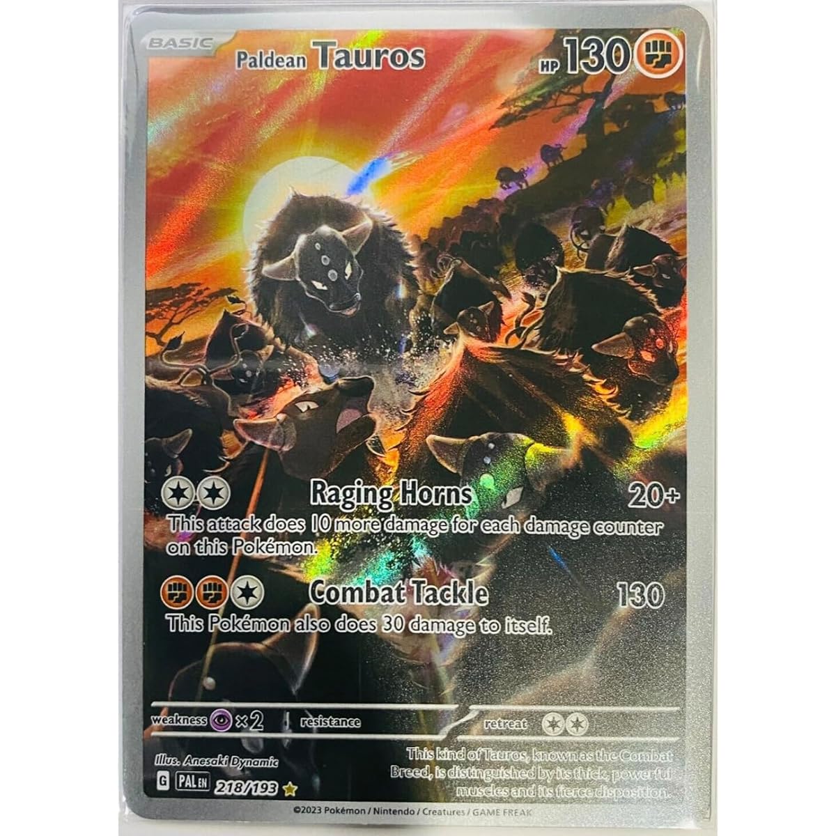 Pokemon Paldea Tauros 218/193 Paldea Evolution Illustration Rare Alternate Art Card