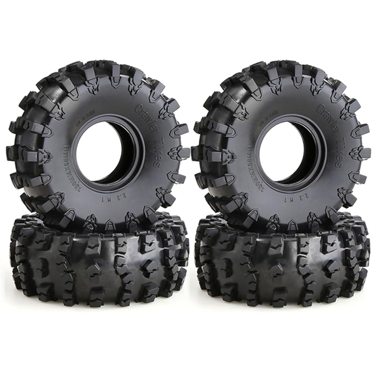 Chanmoo 2.2 RC Crawler Tires Soft Rubber Mud Snow Swapper Tires OD 150mm for 1/10 RC Rock Crawler Car Axial SCX10 90047 D90 TF2 Tamiya CC01 Traxxas TRX4 2.2" Beadlock Wheel Rim 4pcs
