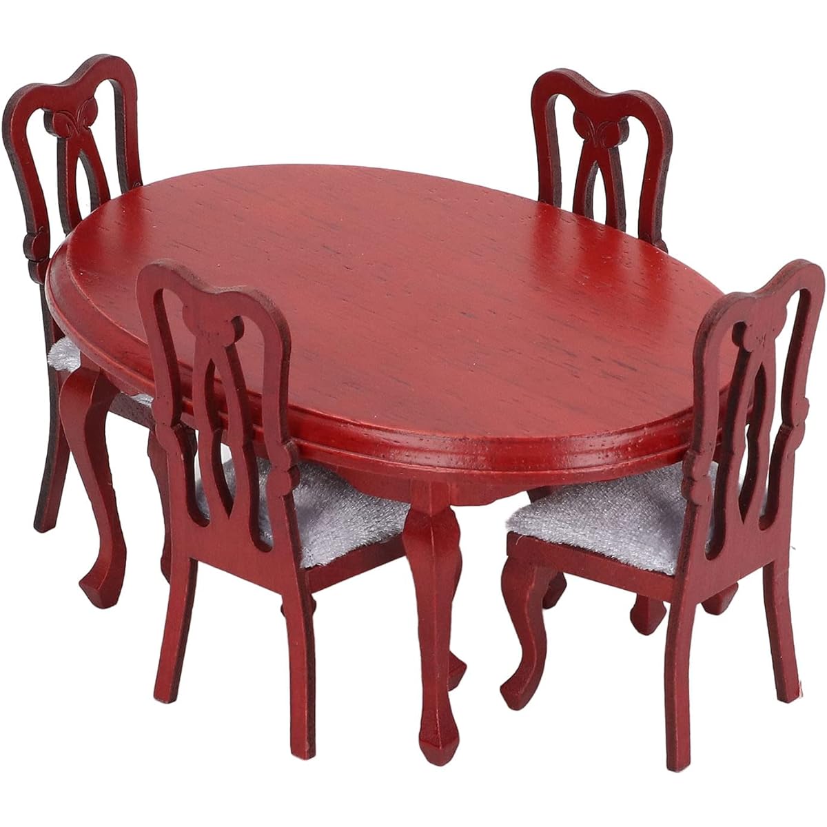 SPYMINNPOO Dollhouse Dining Table Set, 1:12 Scale Dollhouse Mini Furniture, Exquisite Premium Wooden Table and Chairs, Toy Game Simulation Furniture