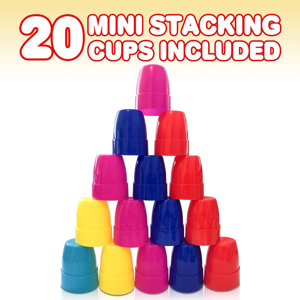 Gamie Stacking Cups Game with 54 Challenges, 20 Stacking Cups, Bell and Instruction Sheet Educational Colour and Shape Matching Game Classic Quick Stacks Set for Boys, Girls, Teens, Adults