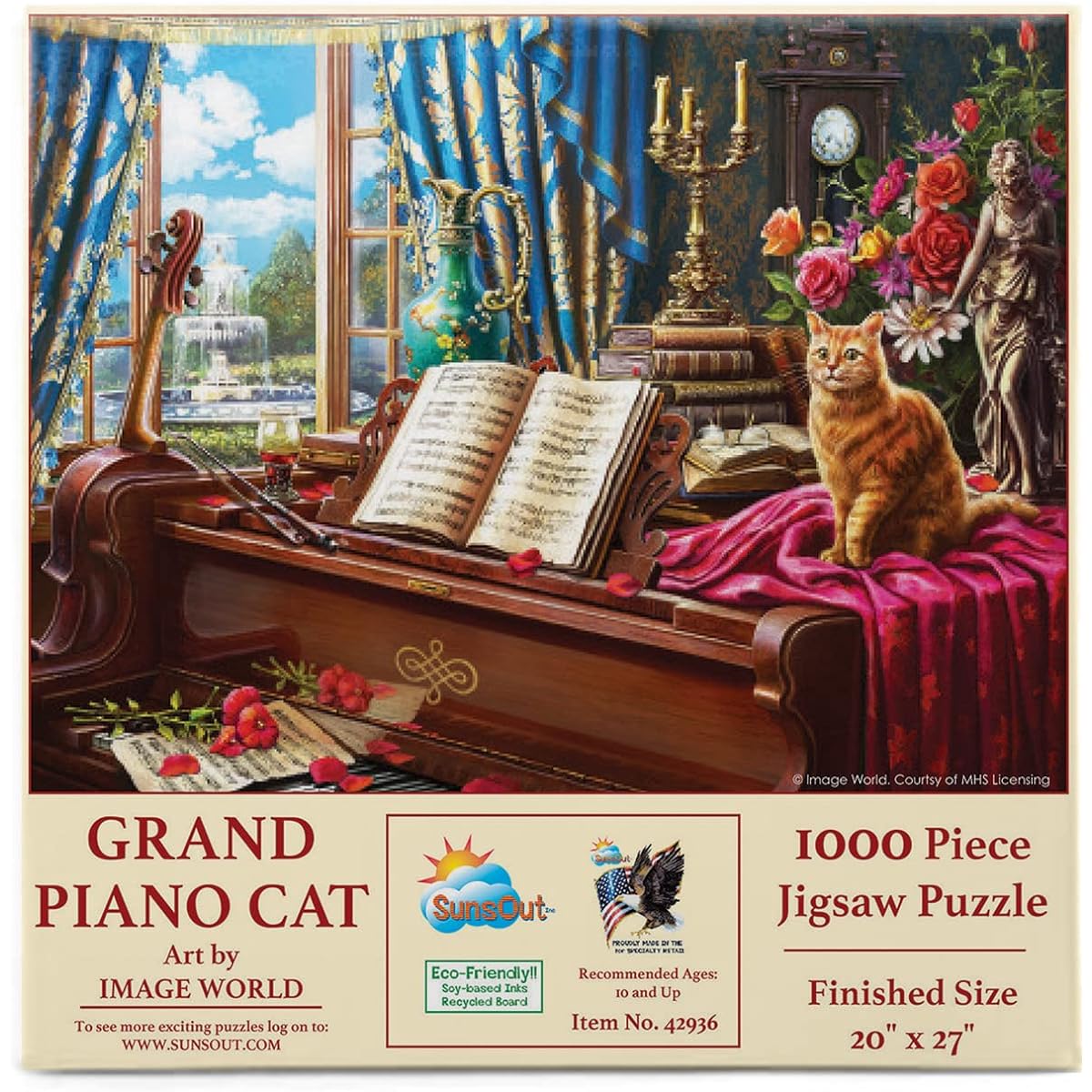 SUNSOUT INC Grand Piano Cat 1000 Piece Jigsaw Puzzle