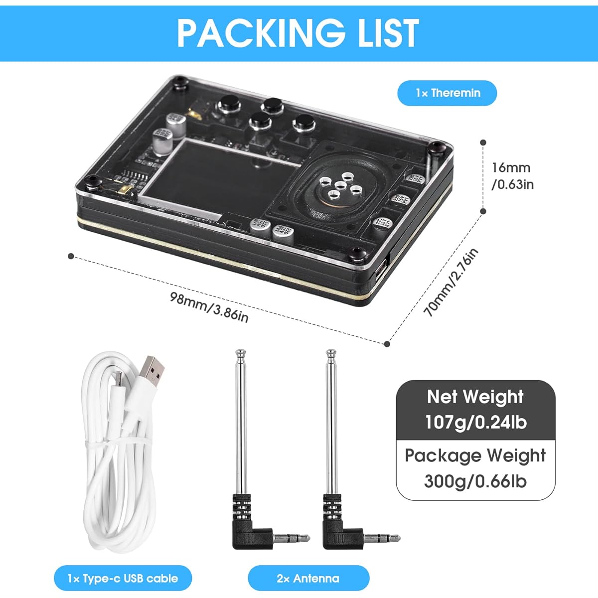 Mini Thermin Music Electronic Creative Instrument with Screen Display Gift