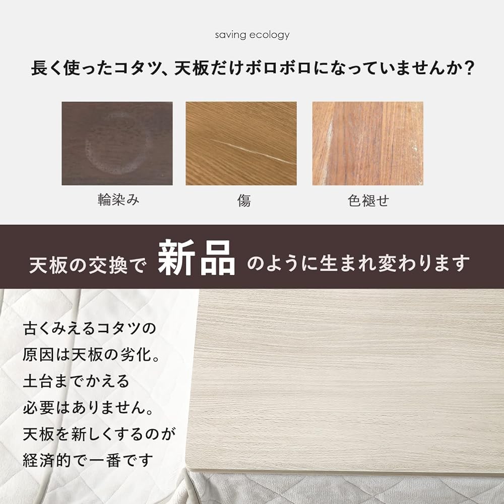 Hagiwara Kotatsu Top Board Kotatsu Kotatsu Top Board [Replacement of top board only] Width 80 Reversible Simple Brown Grayish White 1 unit KT-508-80