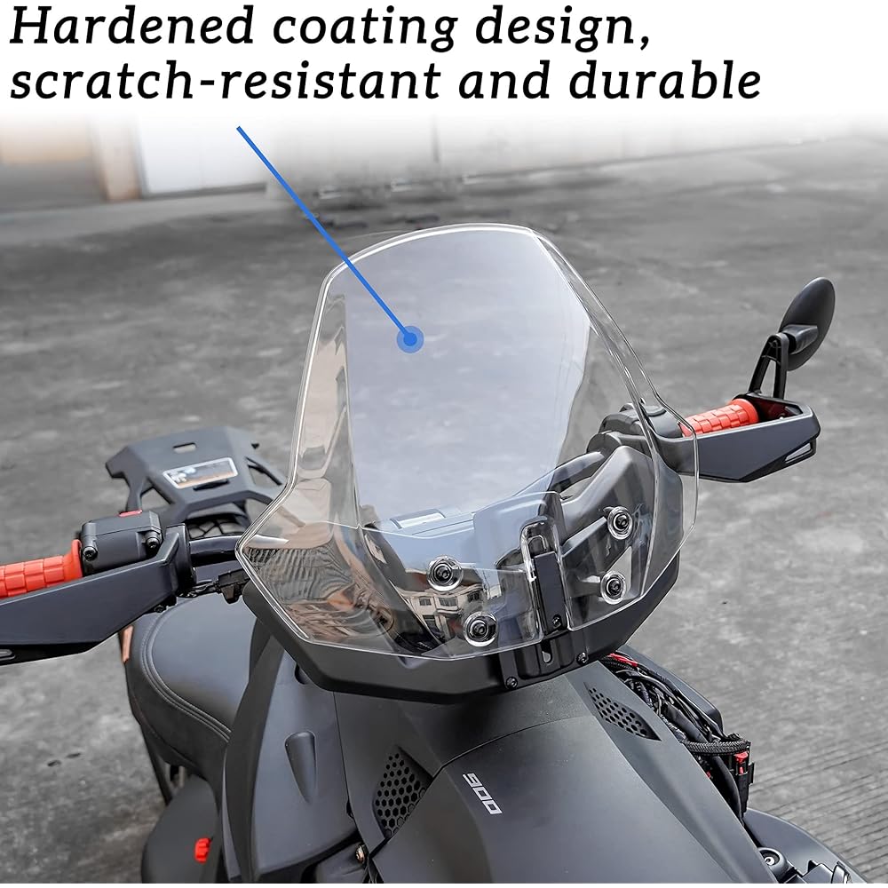 SAUTVS Sport Windshield for Can-Am Ryker Adjustable Front Translucent Clear Hard Coat Windshield Can Am Ryker All Models Accessories (1 Piece, Replaces #219401032)