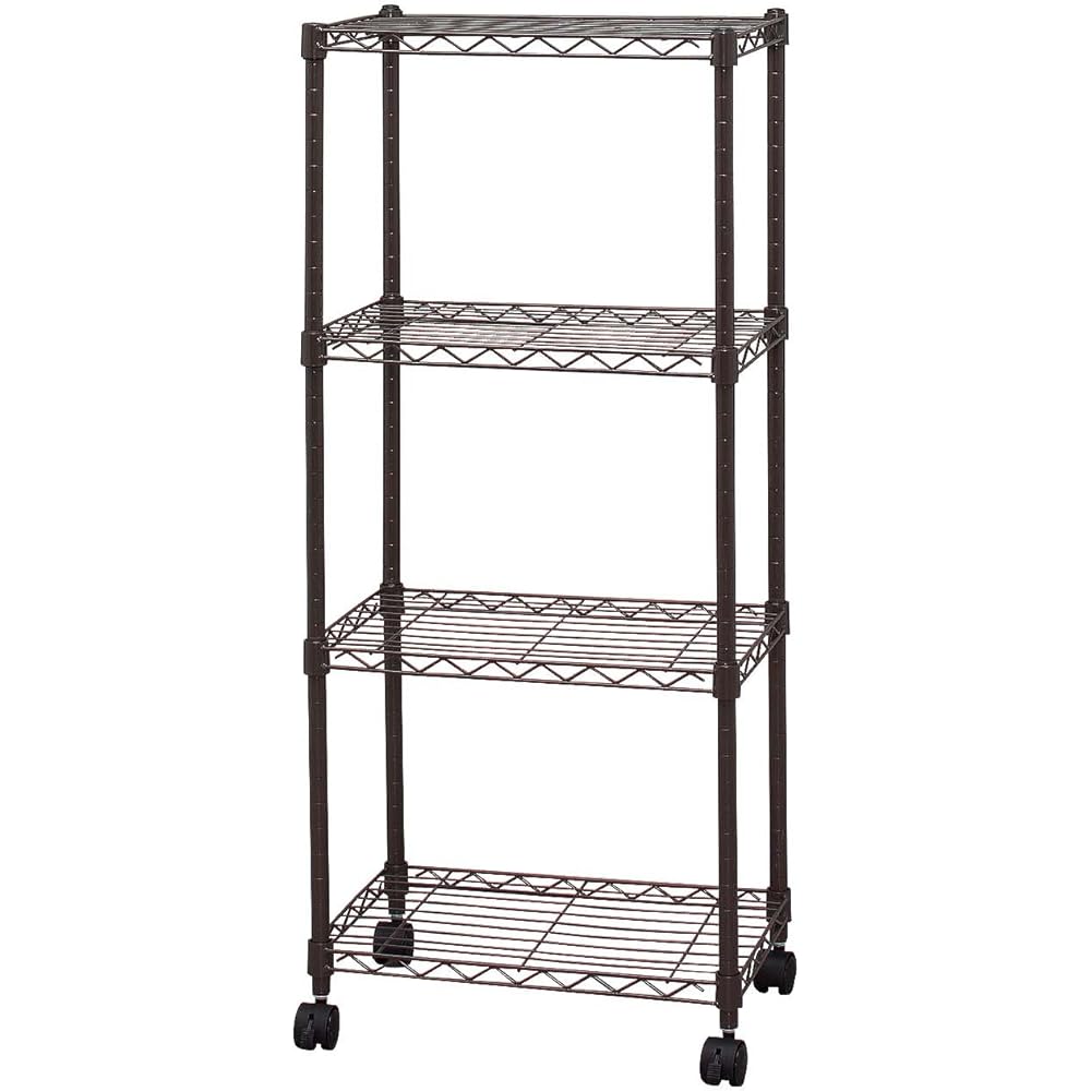 Iris Ohyama Rack, Metal Rack Body, Colored Metal Rack, Rust Resistant, Width 44.5 x Depth 32.5 x Height 102.5 cm, 4 Tiers, with Casters, White, Pole Diameter 19 mm CBM-44104