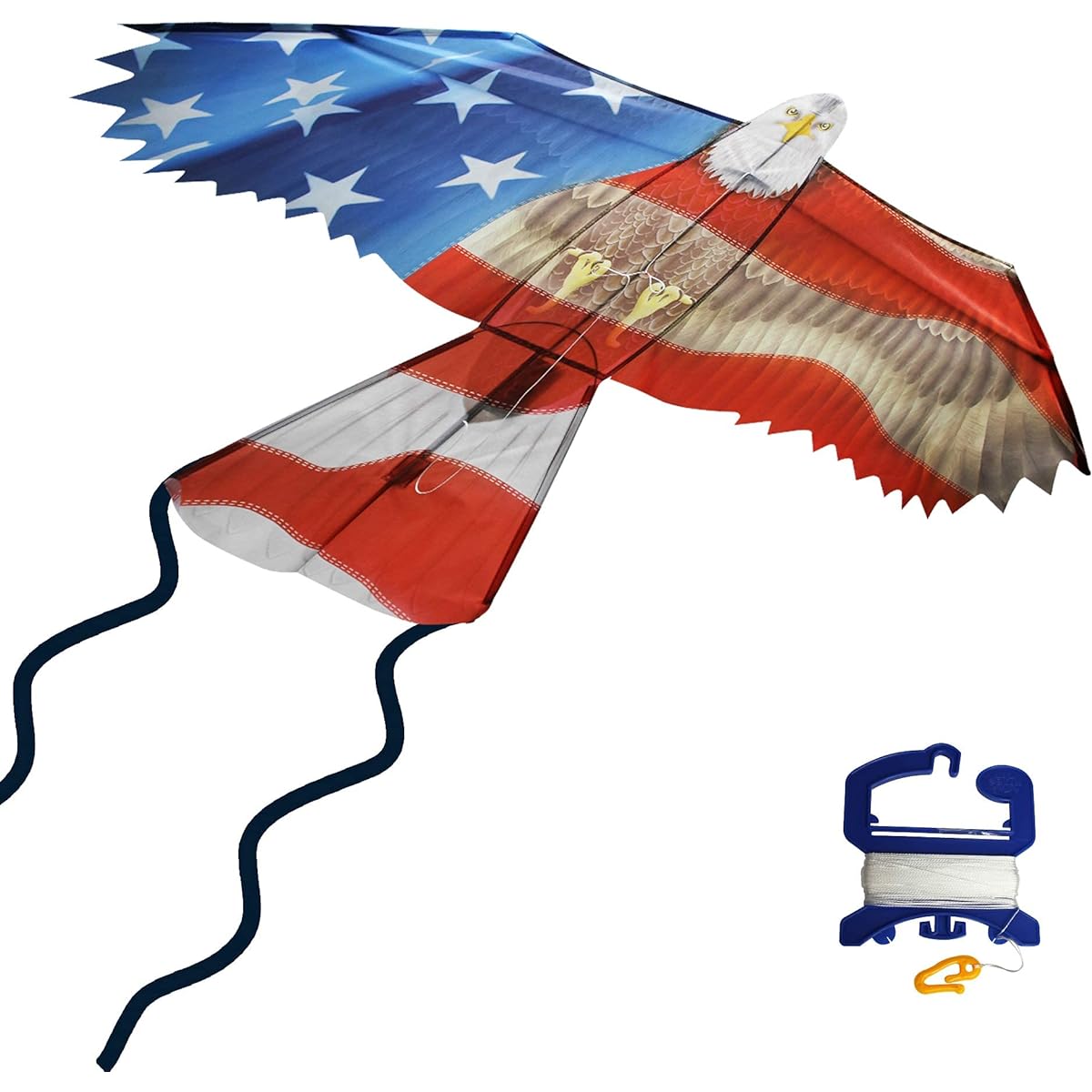 WindNSun U.S.A. Eagle Supersized Nylon Kite with Flying Line Included