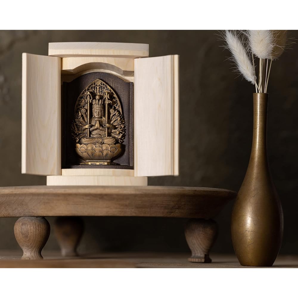 Zeku Senju Kannon Buddha statue with Zushi (golden antique finish) Mount Jyujuin prayer _ Born in the Year of the Rat Twelve Zodiac Amulet Principal Image Zodiac (T00254-A