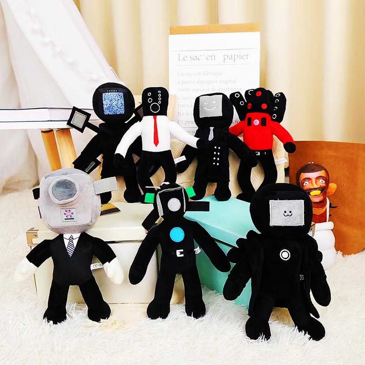 13pcs 30CM/11.8inch Creative Skidibi Toilet Plush Toy, Funny Plush TV Man Plush Figure Toy Skibidi Toilet Series Plush Horror Game Hot Game Role Toilet Man (13pcs)