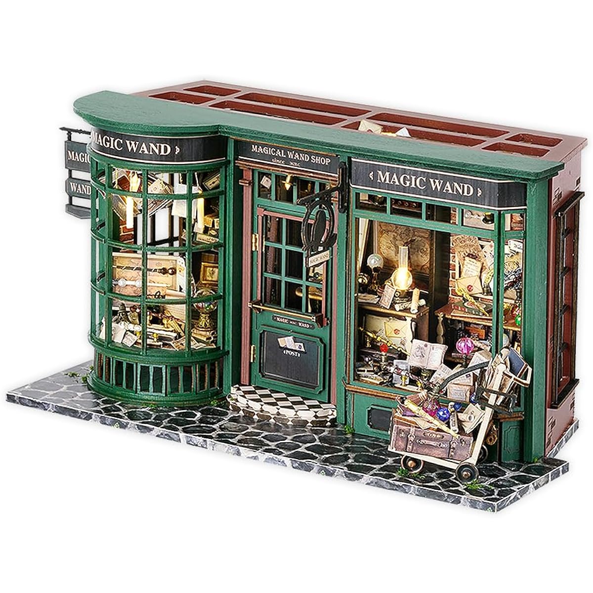 TuKIIE DIY Miniature Dollhouse Kit with Furniture 1:24 Scale Creative Rooms Openable Movie Style Wooden Dollhouse for Kids Teens Adults (Magic Wand Shop)