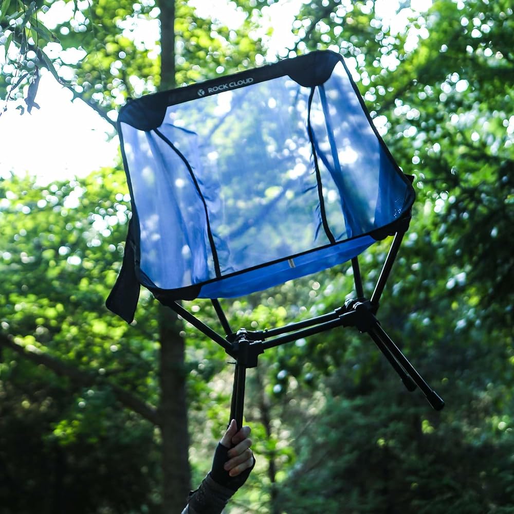 ROCK CLOUD Camping Chair, 2WAY Wide 60cm Mesh Outdoor Chair, Foldable, Ultra Lightweight, Compact Chair, Load Capacity 150kg, Easy to Carry for Fishing, Climbing, Hiking, Storage Bag Included