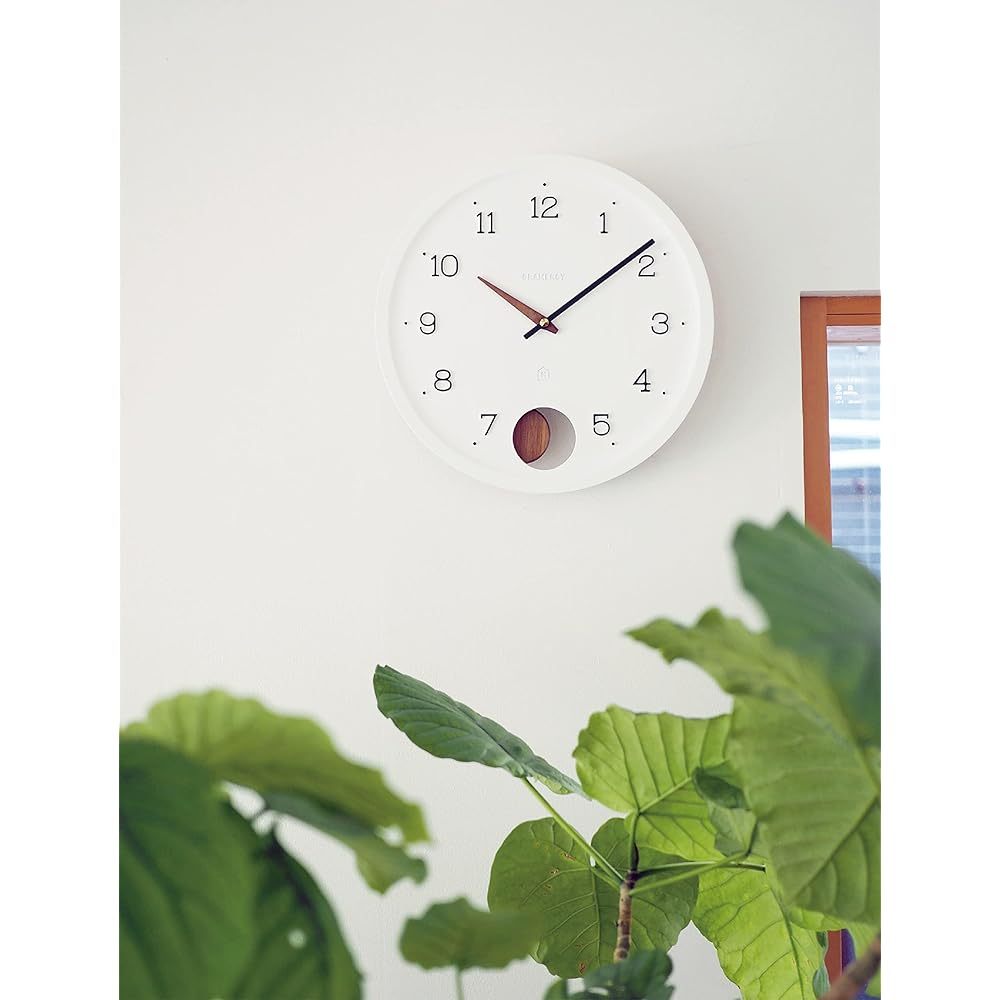 Interform Wall Clock Pendulum Clock CL-4222 Lotta White Wood Scandinavian Sweep Movement