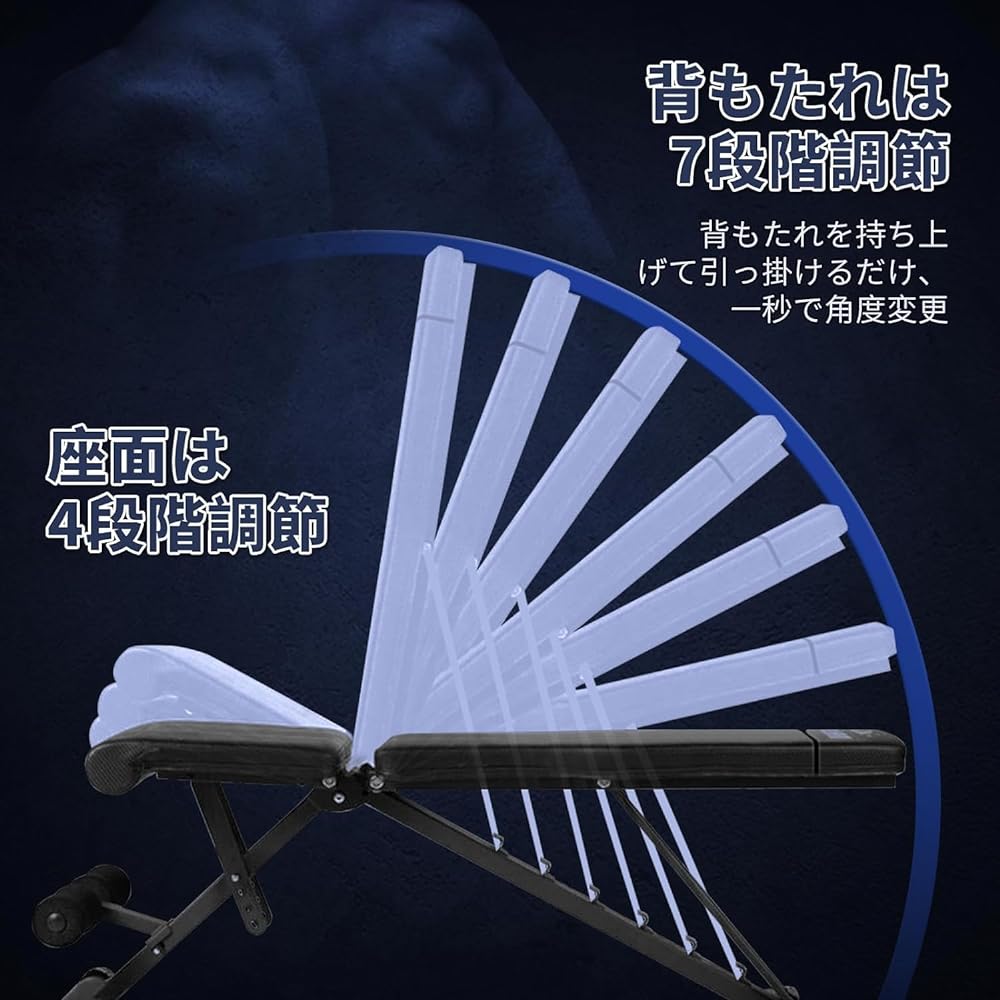 Training Bench, Incline Bench, Decline Bench, 7 Adjustable Levels, Foldable, Load Capacity 300KG, No Assembly Required, Flat Bench, Convenient Storage, Home Gym, Bench Press, Muscle Training, Japanese Instruction Manual Included 007/008