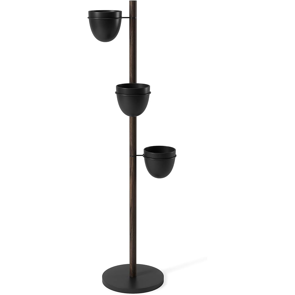 umbra Planter Freestanding Flory Stand Planter Stand Wooden Gardening Plant Interior Stylish Potted Simple Indoor Plant Ornamental Plant 21013880048 Black x Walnut
