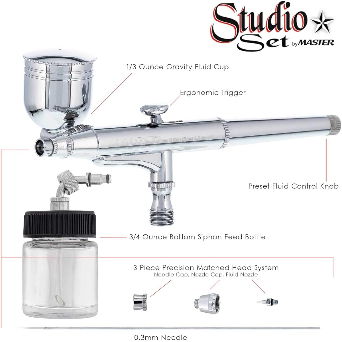 Master G64 Studio Airbrush Set Professional Airbrush Set with 6 Master Airbrushes