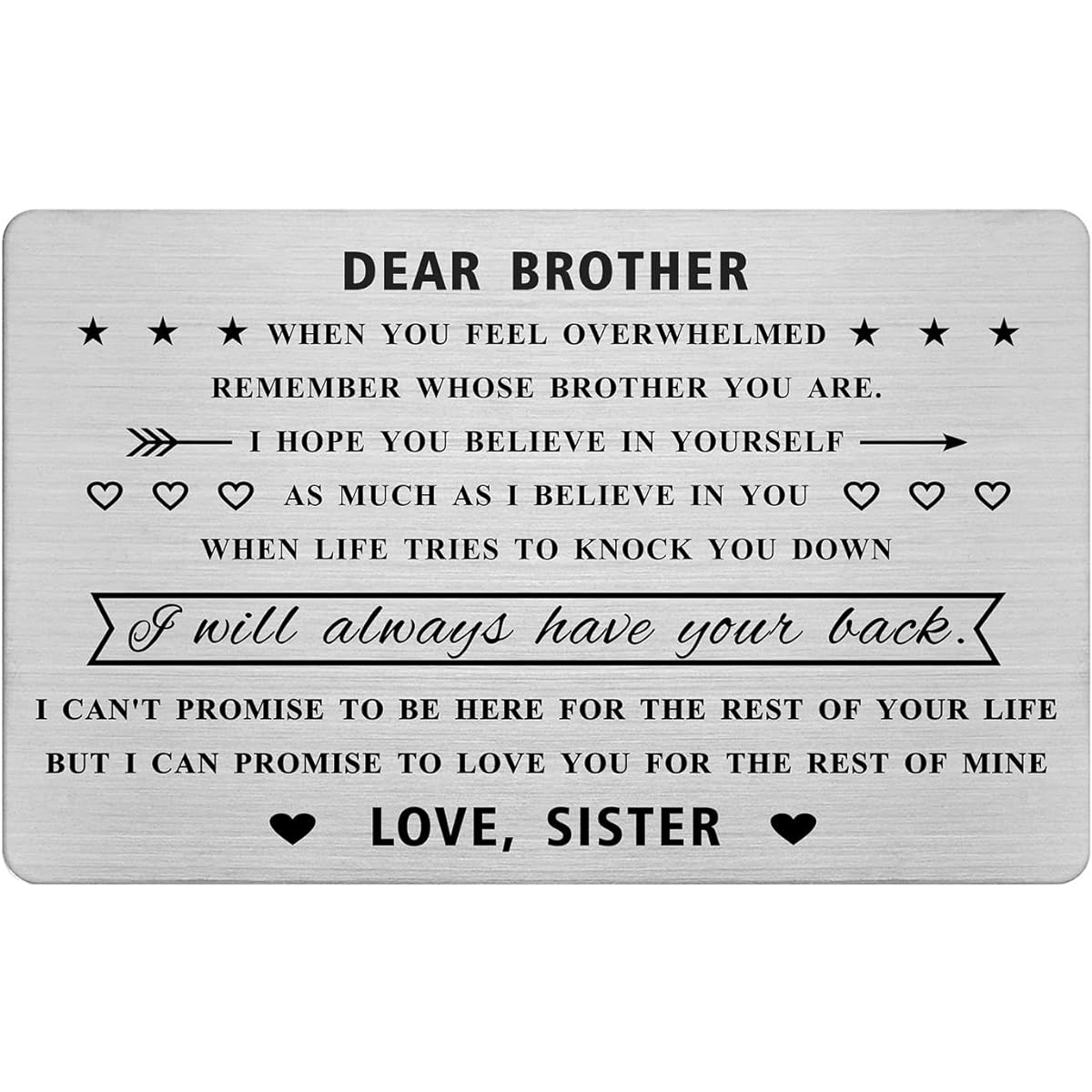 Jzxwan Sibling Gifts, Birthday Wedding Cards from Sister to Brother, Personalized Christmas Father's Day Gifts from Sister to Brother