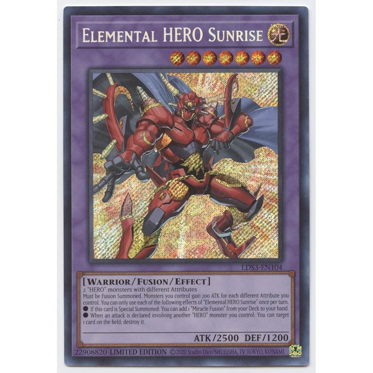 Elemental Hero Sunrise LDS3-EN104 Secret Rare First Edition