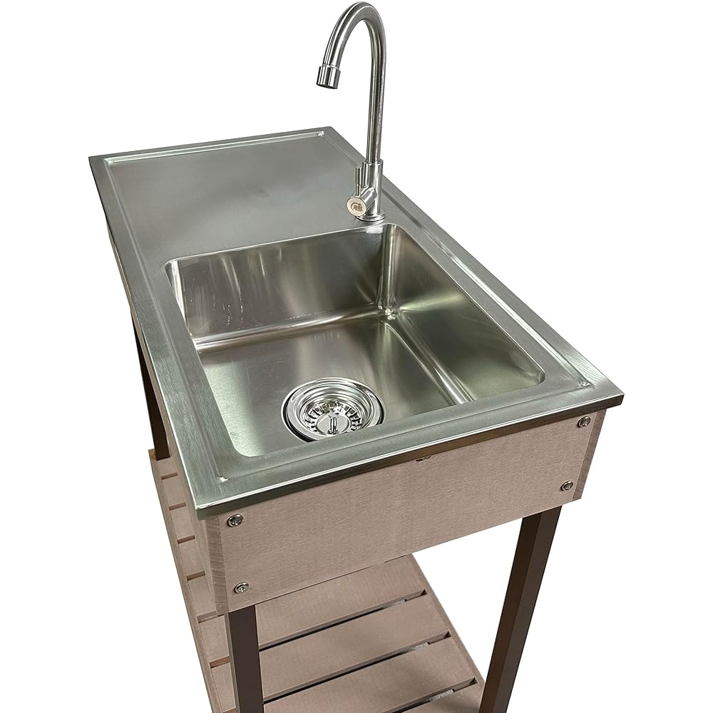 igarden stainless steel sink sink 750 artificial wood dark brown assembly type 1 unit i10225db