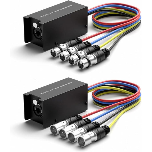 4 Channel 3 Pin 3.3ft Multi-Network XLR Cable Male/Female - Single Ethercon - XLR AES DMX RJ45 Cat5/Cat6 Multi-Network Snake Receiver for Stage Performance Recording Studio and More