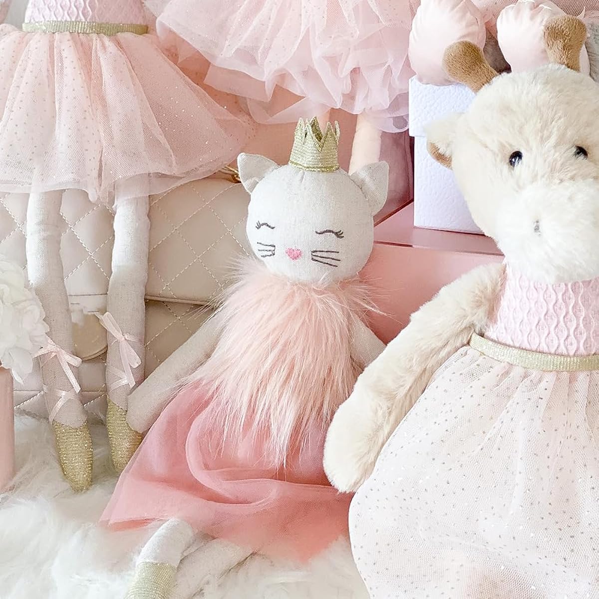 MON AMI Chloe The Kitty Princess Plush Toy 15" Cat Stuffed Animal Soft Huggable Toy or Nursery Decor Great Gift for Kids of All Ages