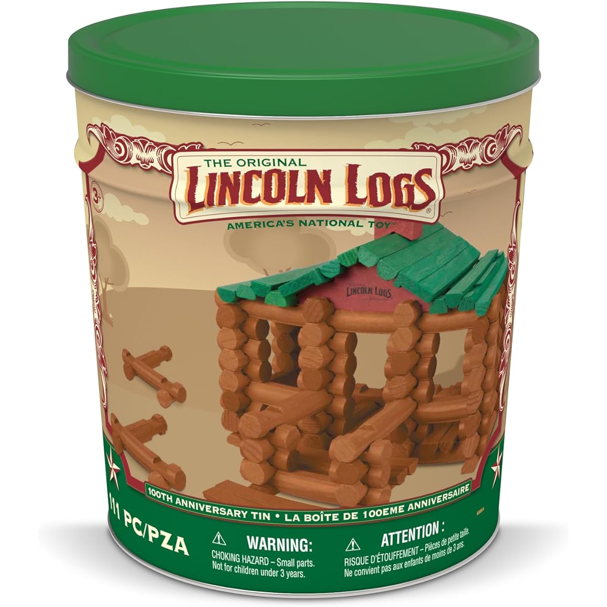 Lincoln Logs 100th Anniversary Building Set Tin 111 pieces 00854
