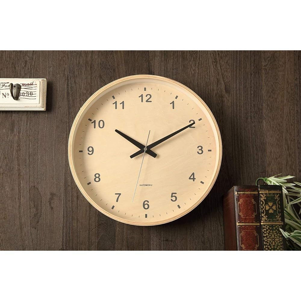 KATOMOKU plywood clock natural sweep (continuous second hand) km-34L φ304mm (quartz clock)
