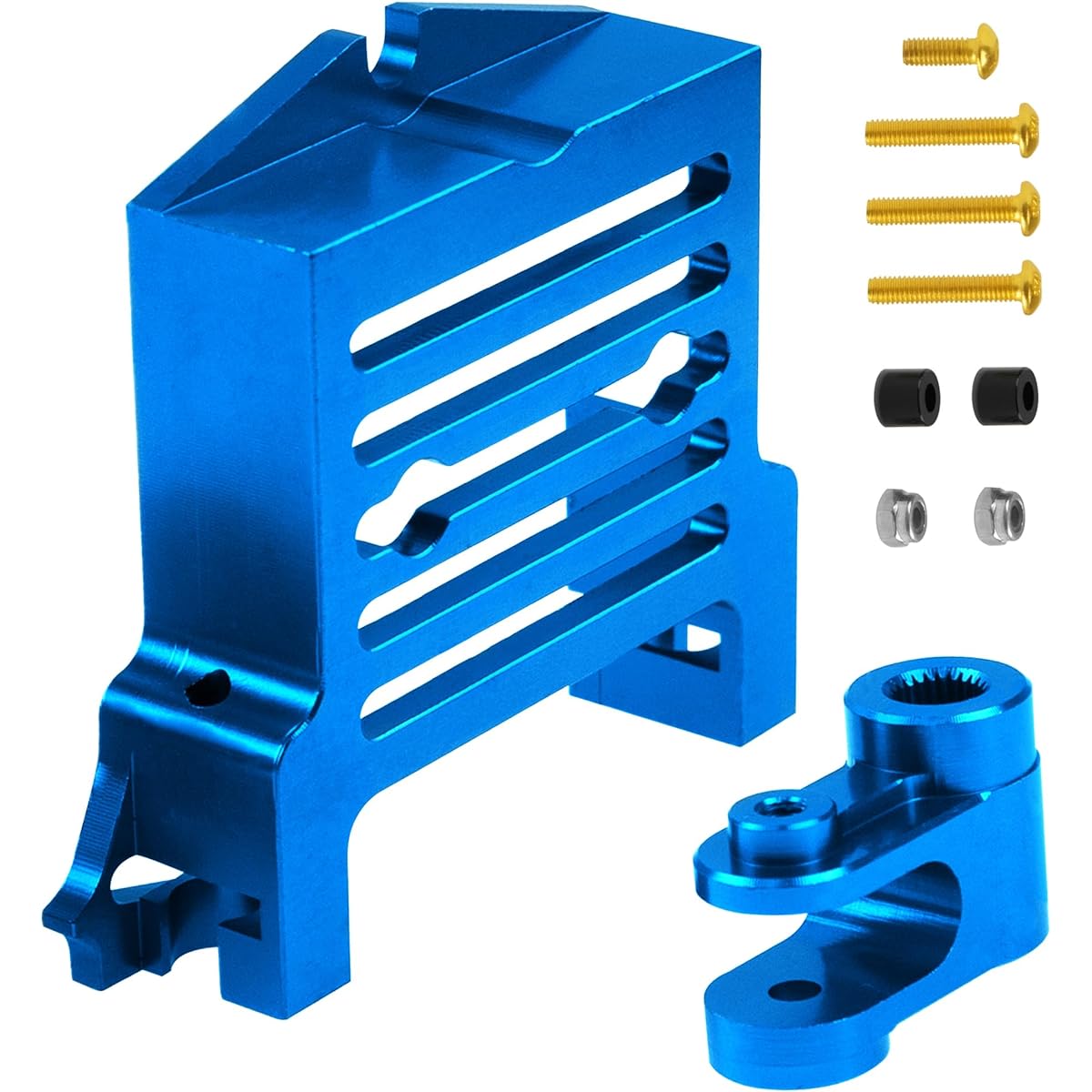 Vgoohobby Aluminum Alloy Standard Servo Mount Servo Adapter Bracket with Servo Horn Compatible with Traxxas 1/5 X-Maxx 6S 8S RC Truck (Blue)