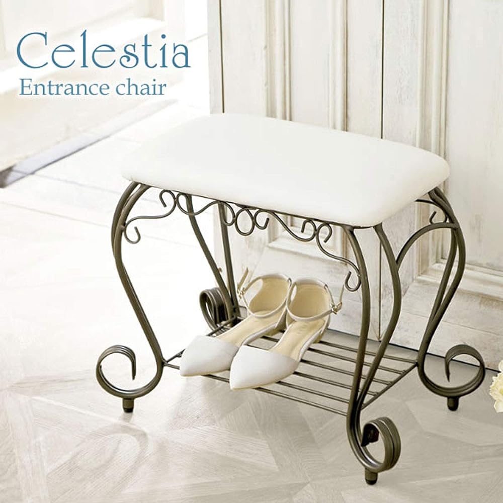 Miyatake Manufacturing Stool Chair Storage White Width 51 x Depth 31 x Height 42cm Celestia Stylish Low BCW-5030