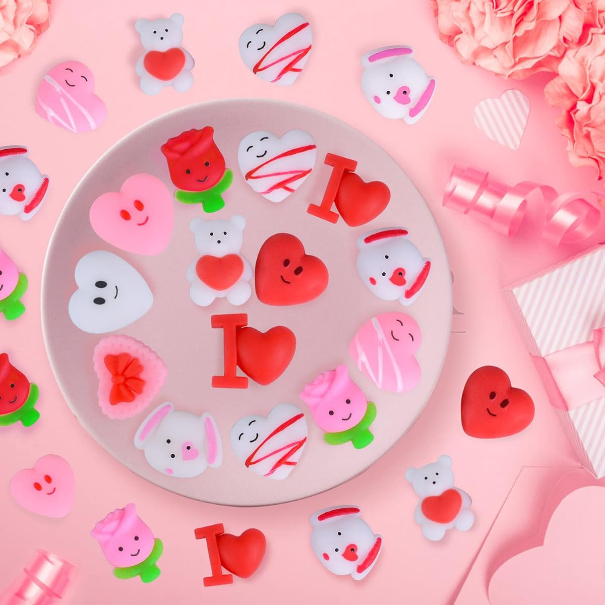 Valentine's Day Gifts for Kids 36 Pack Valentine Squishy Toys Boys Girls Valentine's Day Decorations Party Favors Stress Relief Squishy Toys Children School Classroom Replacement Prizes