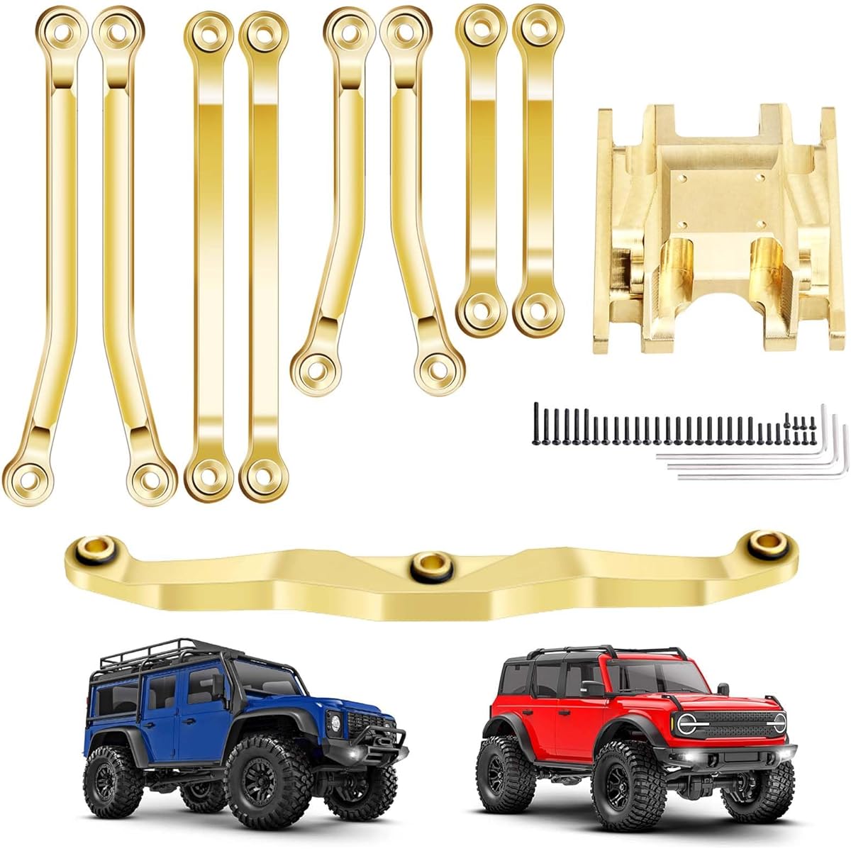 CrazyHobby Brass Link Set High Clearance Link Skid Plate for Traxxas TRX4M Upgrade (Gold)