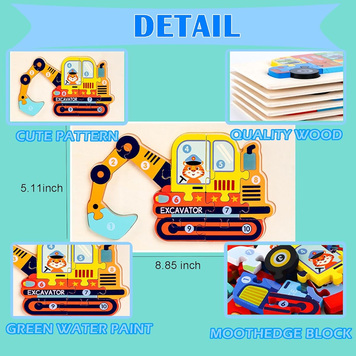Puzzles for Kids Ages 3-5 Toddler Montessori Toys Learning Puzzles Vehicles Puzzles 4 Pack Birthday
