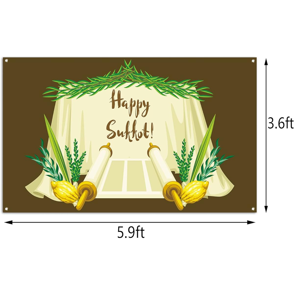 Pudodo Happy Sukkot Background Banner Sukkah Etrog Lulav Jewish Holiday Celebration Party Photography Backdrop Wall Decor