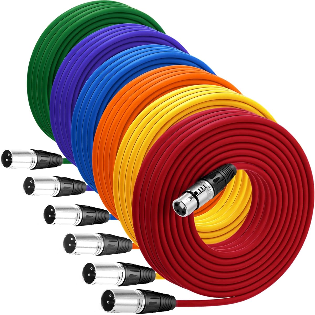 Copkim XLR Cable 3 Pin Balanced XLR Microphone Cable XLR to XLR Cable XLR Male to Female Microphone Cable for Microphone Mixer Recording Studio Podcast 6 Pack (25 Feet)