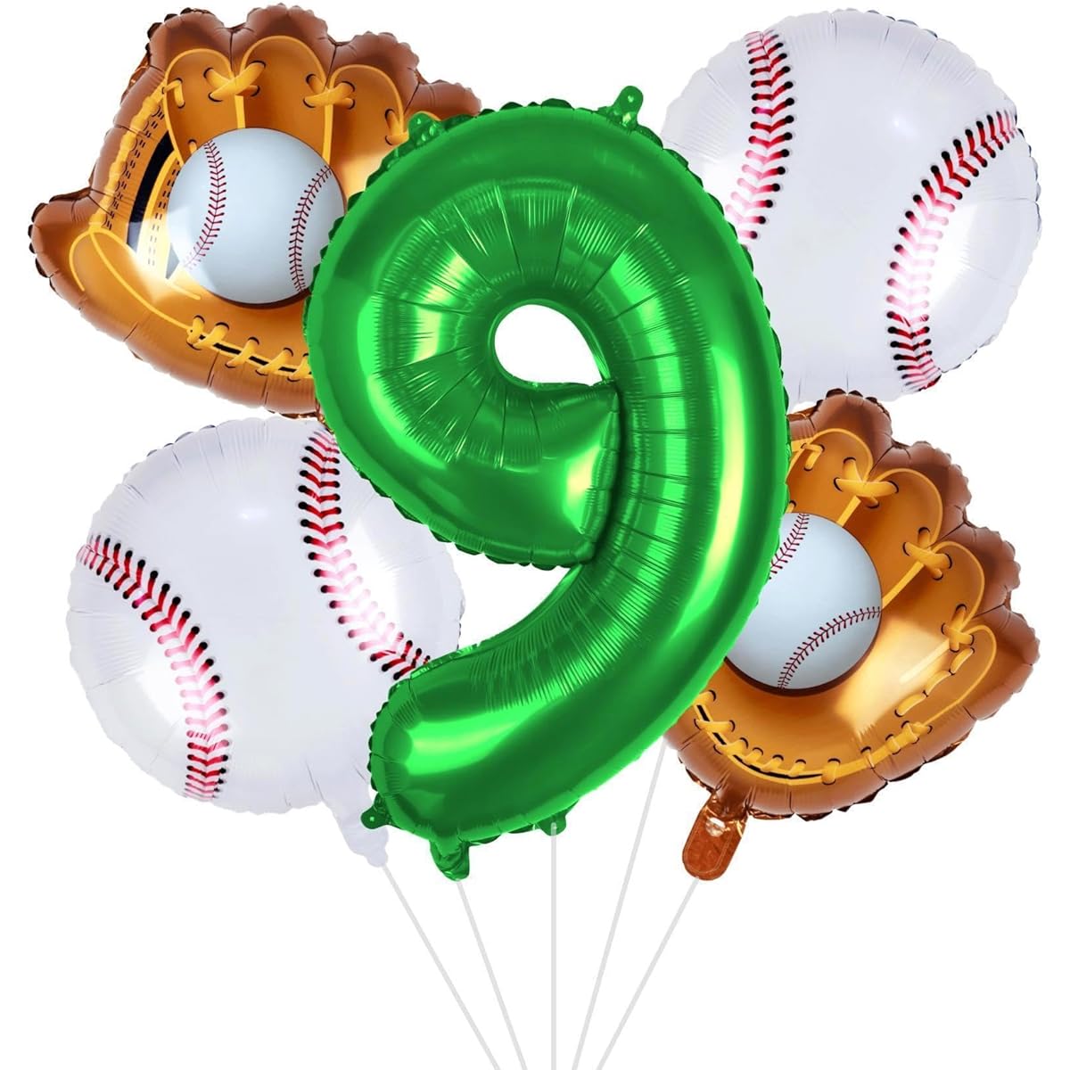 Baseball Balloons 9th Birthday Decorations Baseball Birthday Party Supplies Foil Mylar Green Sports Theme Party Decorations 32 Inch Green Number 9 Balloon
