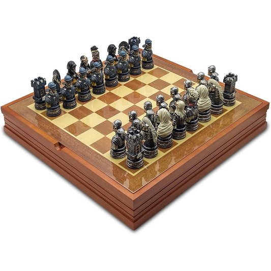 Vonset Ghosts Hand Painted Resin Solid Wood Chess Board Chess Set for Kids and Adults Classic Family Board Game