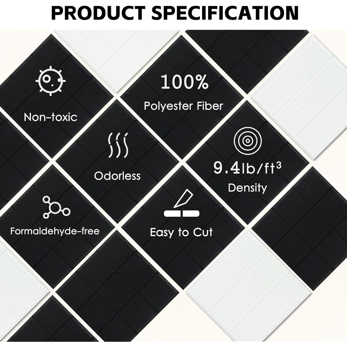bing, Wall, Soundproofing Material, Soundproofing Sheet, Window, Door, Sound Absorbing Panel Design, Stylish, Sound Absorbing Sheet, Polyester, Home Theater, Soundproofing, Noise Countermeasure, DIY, Interior Decoration, Sound Absorbing Board (Black, US)