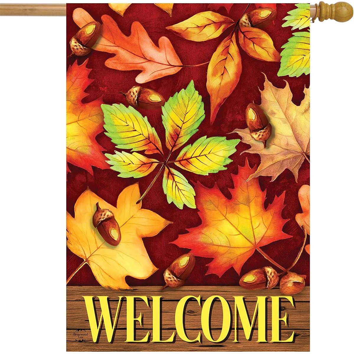 Colorful Fall Foliage House Flag Welcome Autumn Leaf 28" x 40" Briarwood Lane