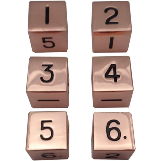Metal Dice Set: 6 d6 16mm Dice: Copper
