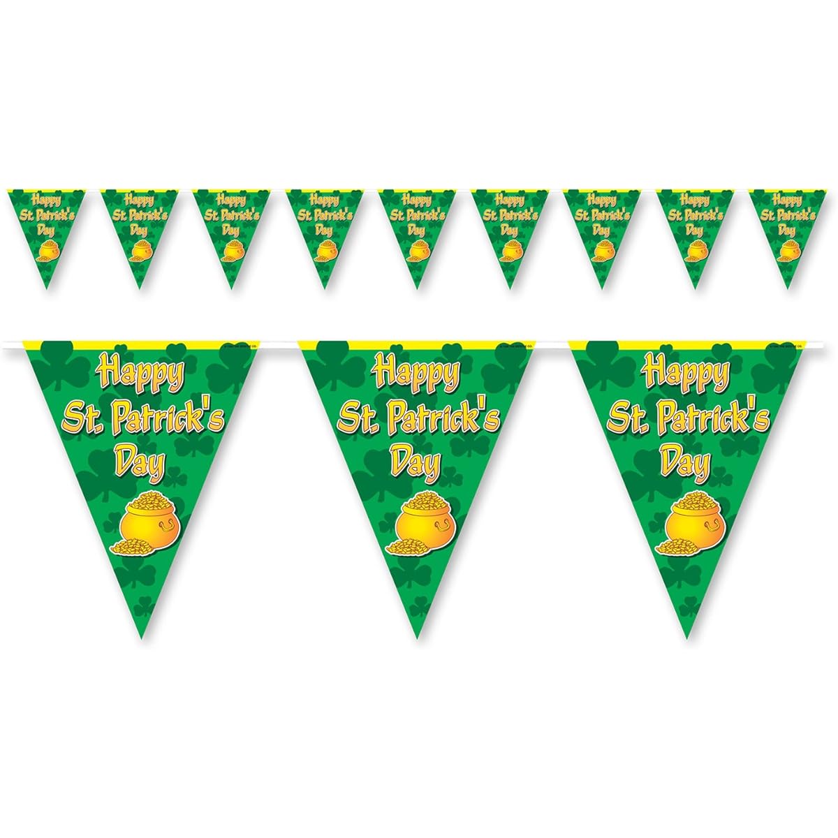 Happy St Patricks Day Pennant Banner Party Accessories (3 Pack)