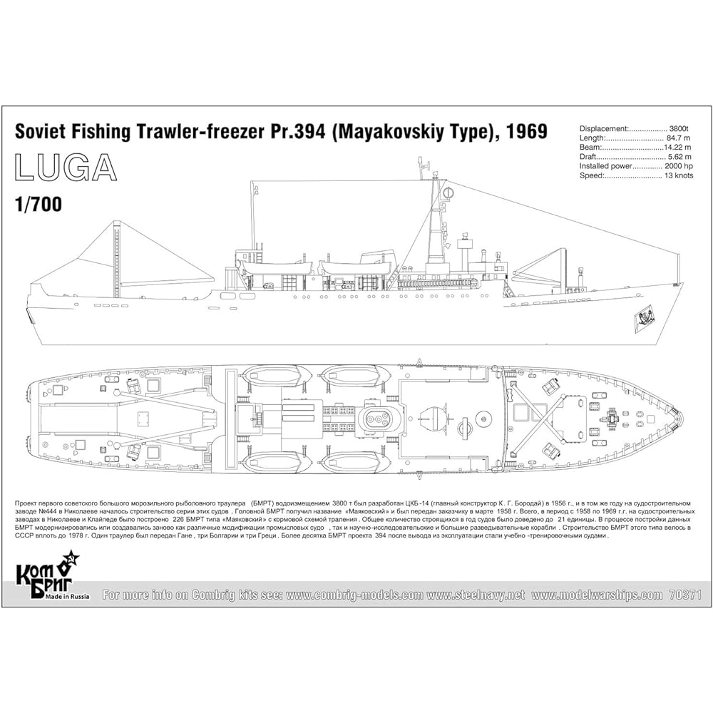 Combrik 1/700 Soviet Frozen Troll Pr.394 Luga (Mayakovsky type) 1969 Resin Kit CS70371