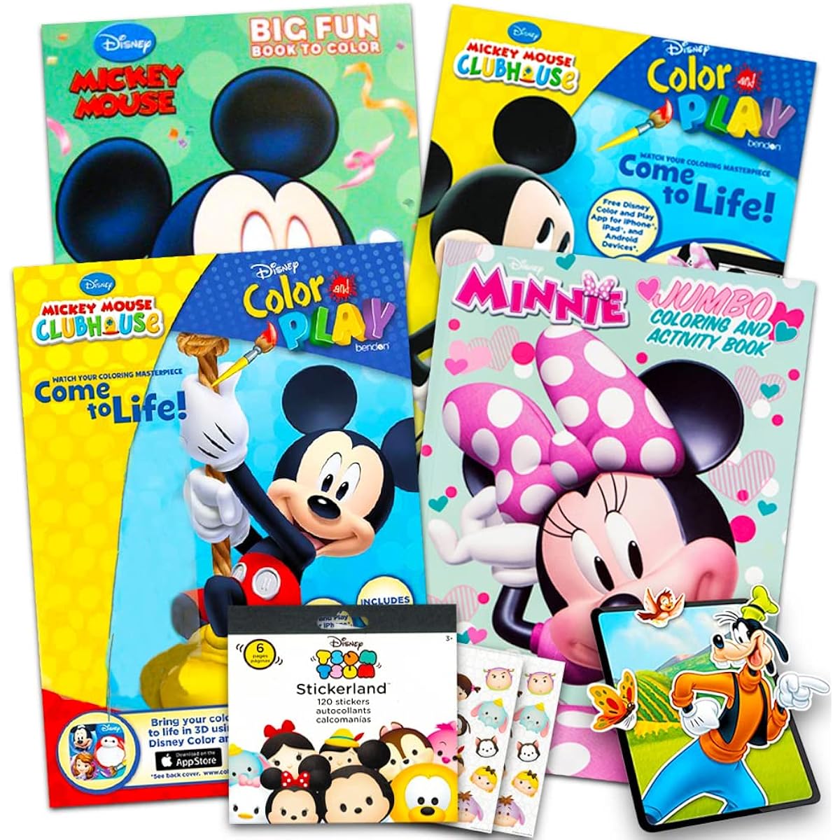 Disney Mickey Mouse Coloring Book Super Set with Stickers (4 Mickey Mouse Activity Books for Kids and Toddlers)