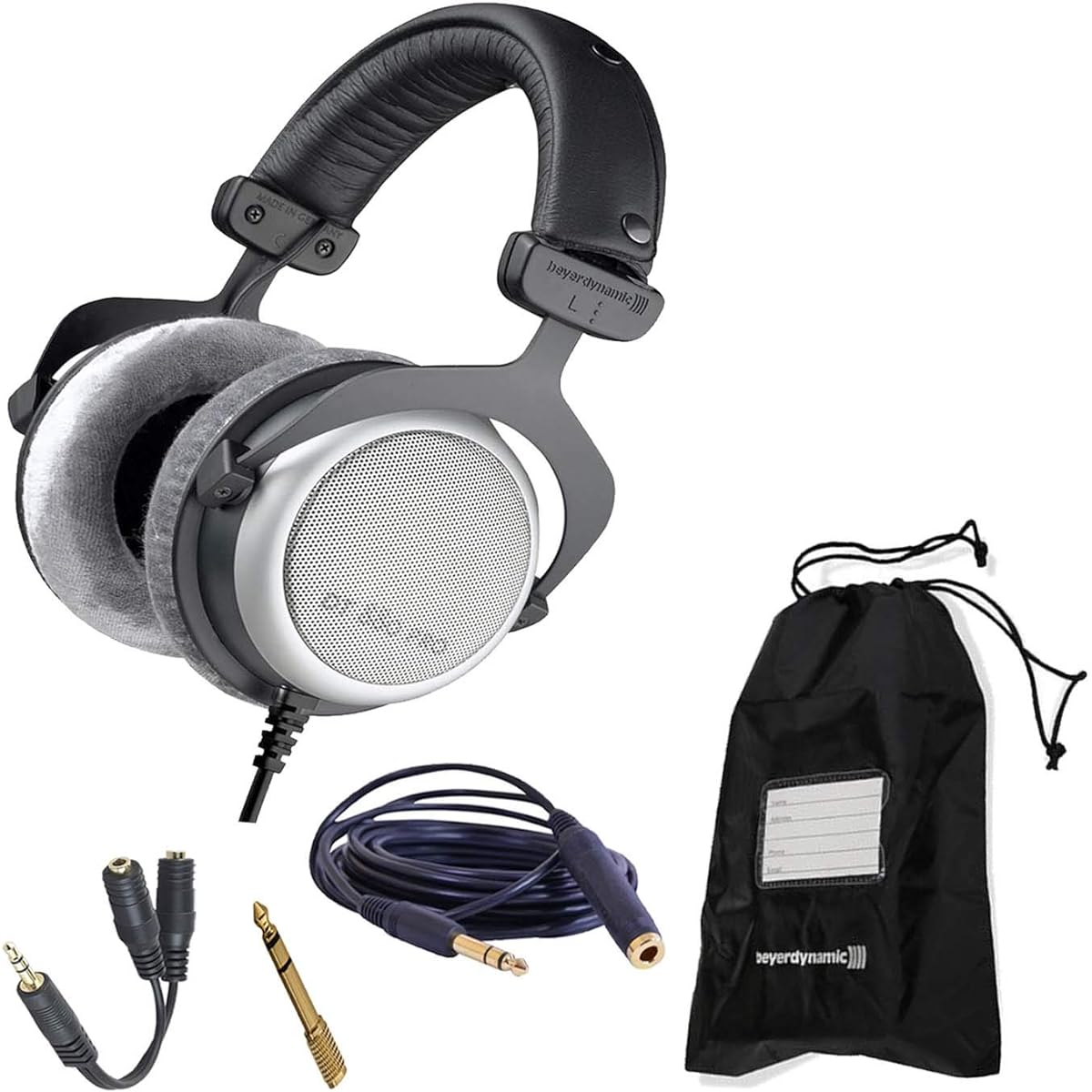 beyerdynamic DT 880 Pro 250 Ohm Semi-Open Studio Mixing Headphones Bundle Includes Soft Case, Headphone Splitter and More