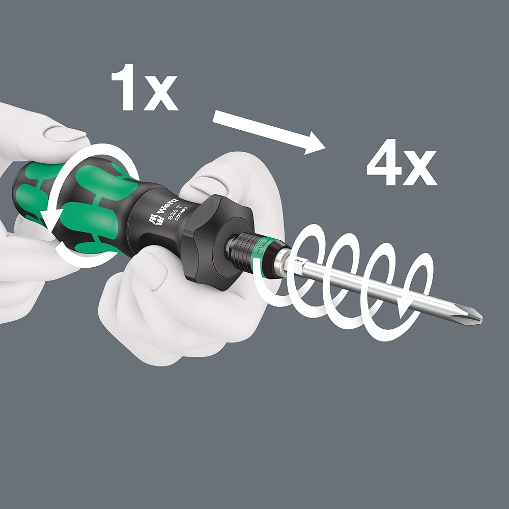 Wera 05057480001 | Ratchet Driver with Rapidaptor Adapter Kraftform 826 T Turbo Acceleration Holder 1/4" x 146mm [Regular Japanese Import Product]