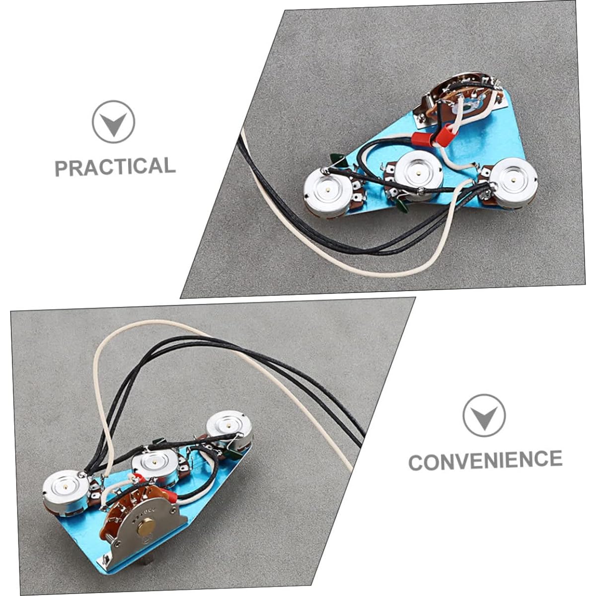 VICASKY 5pcs Aluminum Circuit Guitar Part Pickup Wire Harness Control Plate Knob Loaded Control Plate Guitar Hardware 3 Way Control Plate Contro