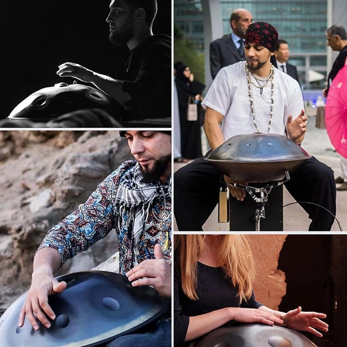 9 Notes Handpan Drum, 440HZ 22 Inch Steel Tongue Drum with Soft Handpan Bag, 2 Handpan Mallets, Handpan Stand, Classical Handpan Musical Instrument