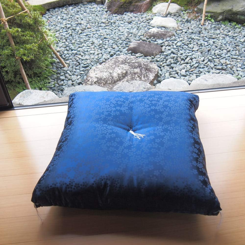 Gozen Zabuton, Buddhist Altar Zabuton, Made in Japan, Various Celebration Zabutons, 67 x 68 "Zabuton for Memorial Services, Buddhist Temples, Buddhist Altars, and Temples" Artel (Blue)