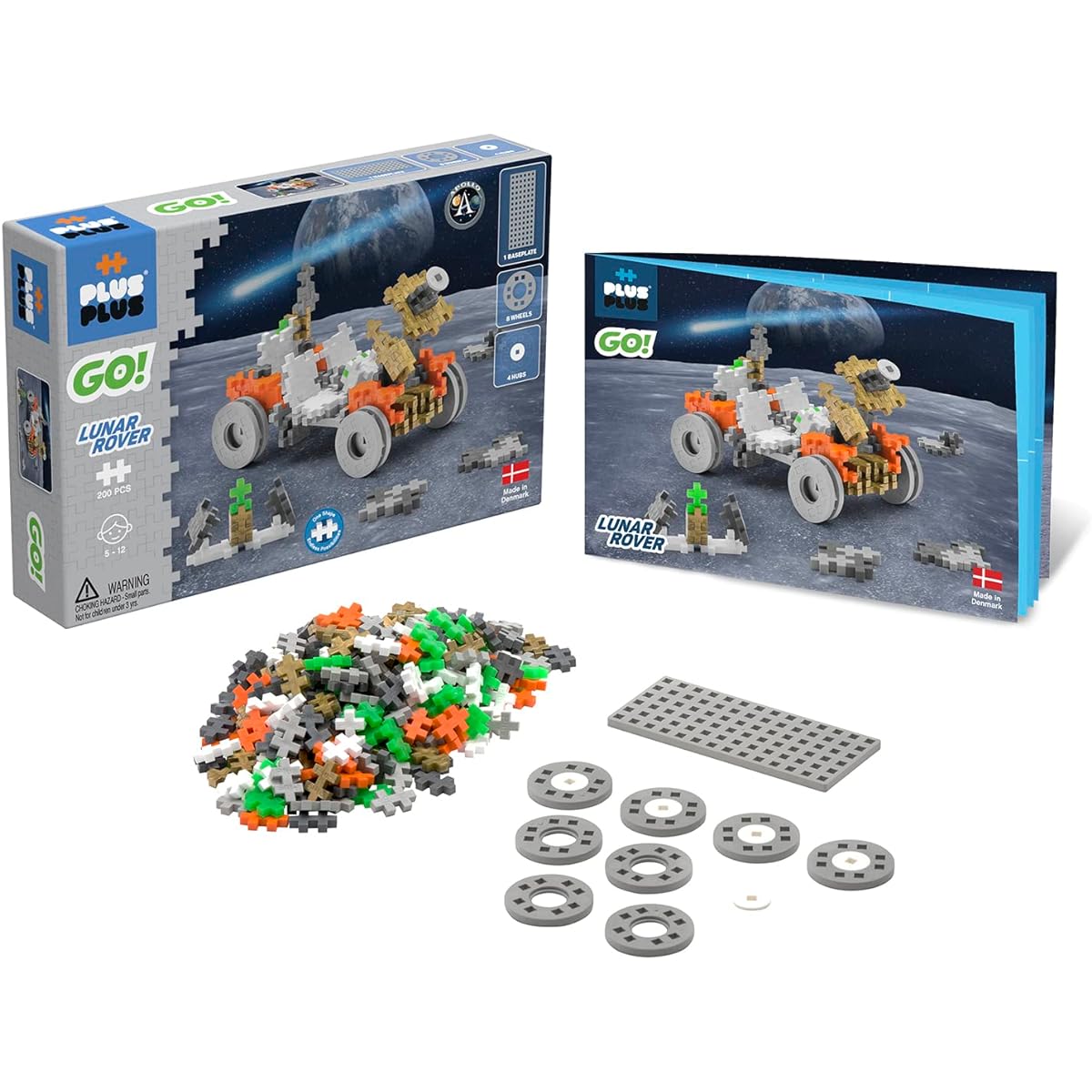 PLUS PLUS - GO! Lunar Rover - 200 Pieces - Model Vehicle Stem/Steam Toy Interlocking Mini Puzzle Blocks for Kids