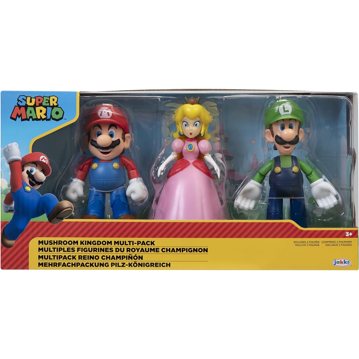 World of Nintendo 4-inch Action Figures/Mushroom Kingdom Set of 3 (Mario, Luigi, Princess Peach)